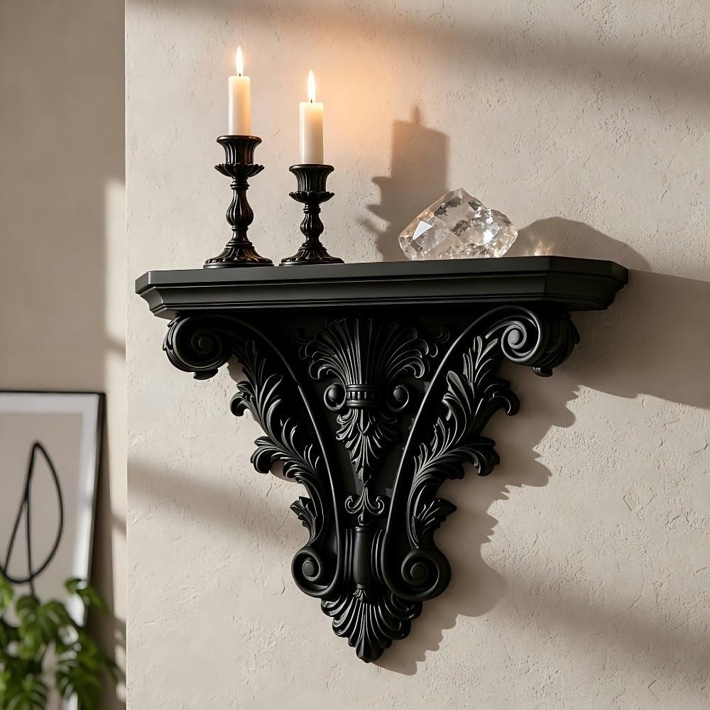 Carving Floating Shelf Unique Gothic Wall Decor Multi-functional Wall Mounted Shelves Living Room