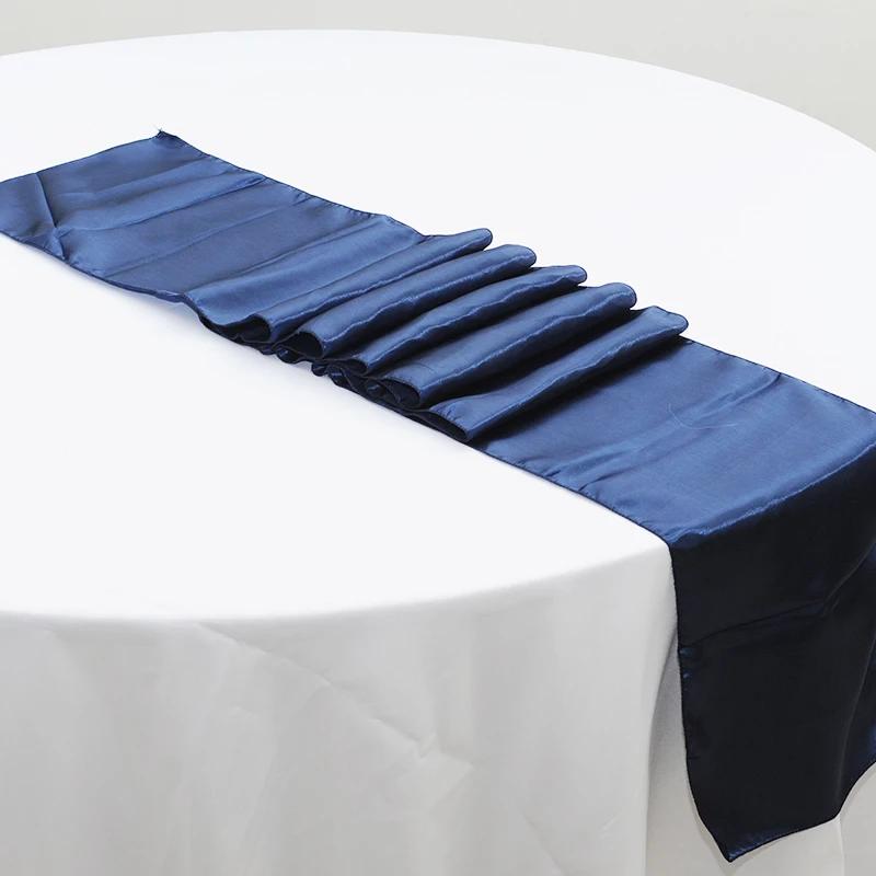 

1PC Wedding Party Burgundy Satin Table Runner Modern Royal Blue For Round Dining Tables Decoration 30*275cm 30x275cm темно-синий