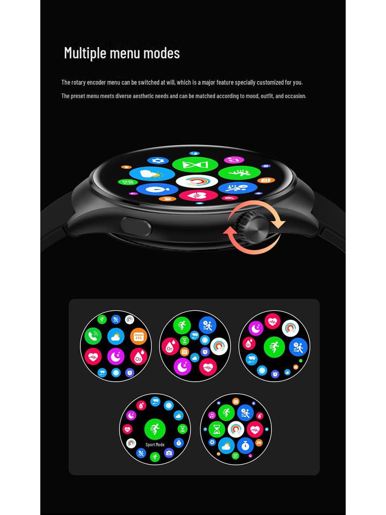 Smartwatch4: Schwarze Multifunktions-Sportuhr mit NFC-Zahlung & Wasserdichtem Design (Modell BM04)