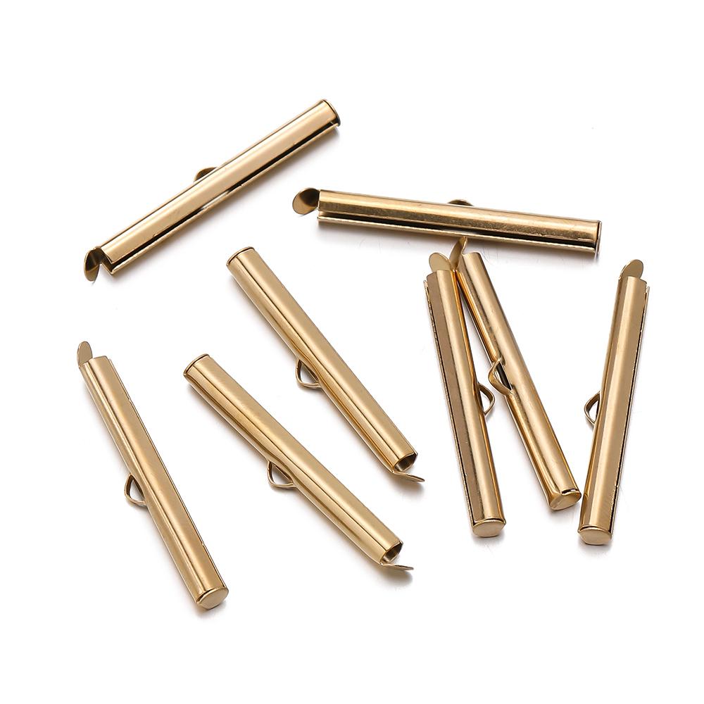 10pcs/lot Fastener Tube Crimp End Caps Slider Clasp Bracelet Buckles for DIY Connectors Loom Jewelry Making Findings Accessories