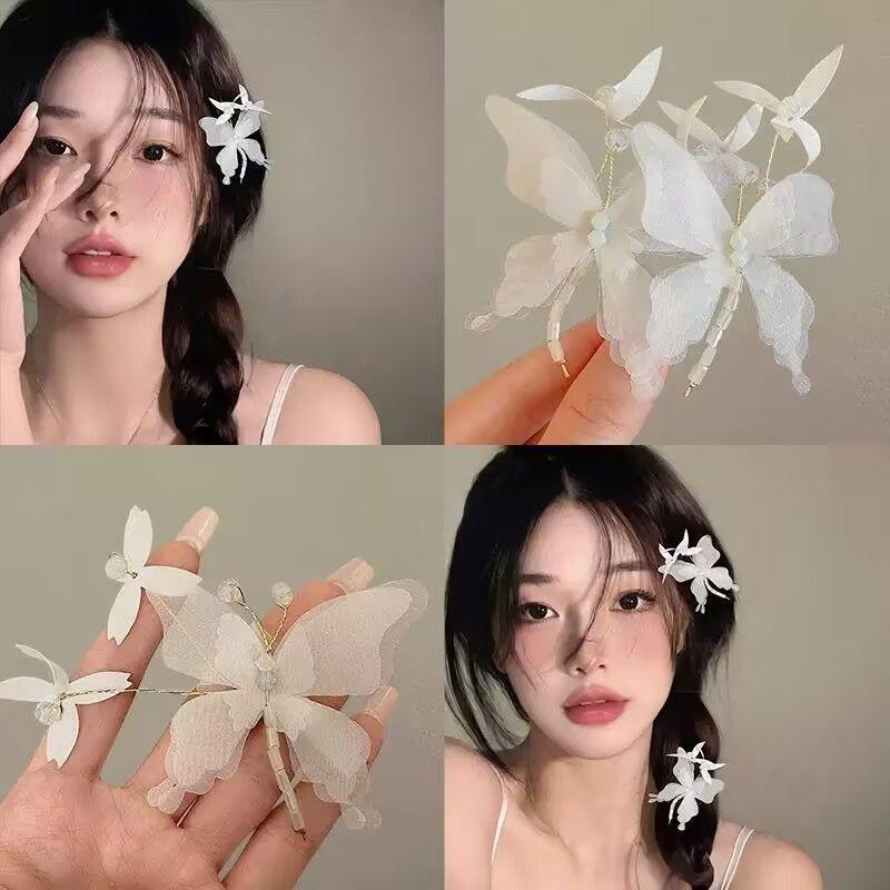 Forest Style Fairy Chiffon Butterfly Hair Clip Three Dimensional Dynamic Hair Accessory