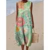 European and American New Summer Flower Ocean Printing European Size Round Neck Sleeveless Long Dress Creative Loose Dress