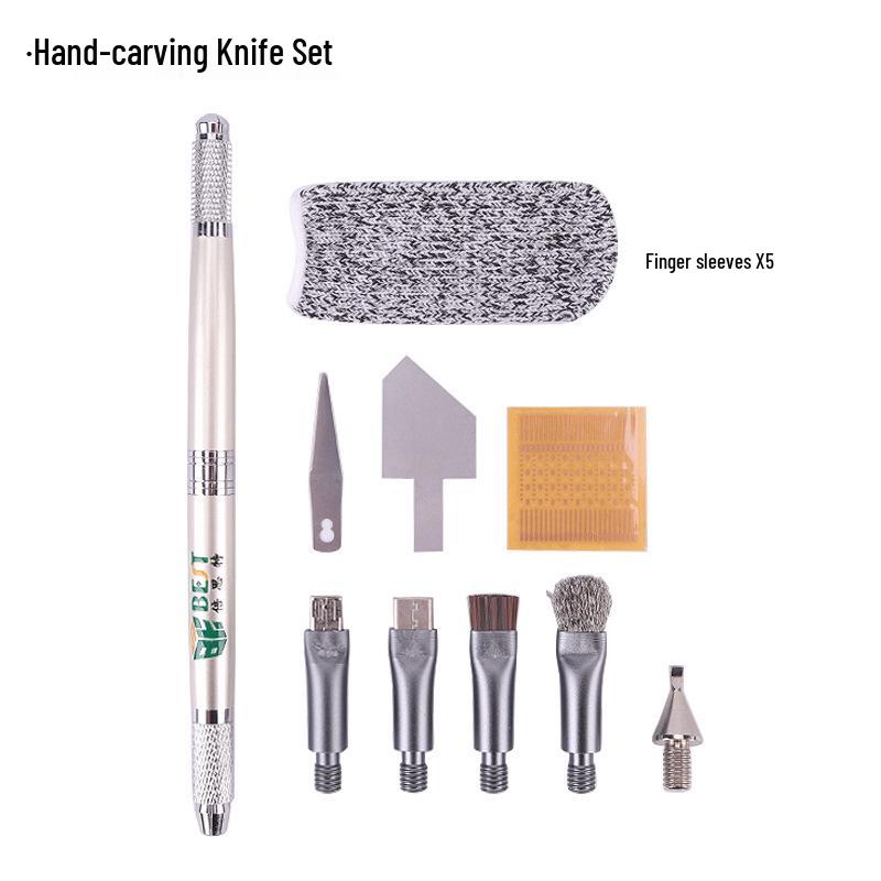 

High Hardness Engraving Knife & Steel Wire Brush for Phone Repair, Solder Pad Removal, Re-soldering, Glue Removal, and Tail Plug Installation