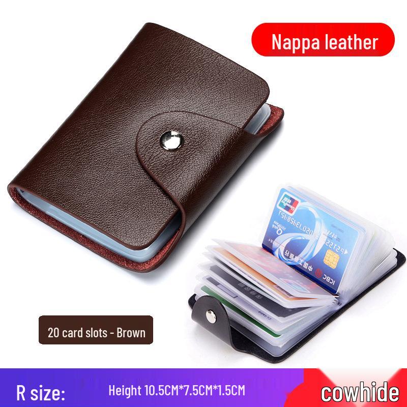 Ladies' Stylish Cowhide Card Holder with Multiple Slots for Business, Credit Cards, and Driver's License
