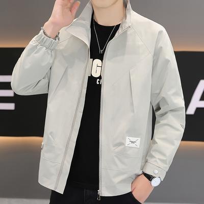 Giacca Sportiva Casual Traspirante da Uomo per Primavera e Autunno con Collo Alto Monocolore Top Largo