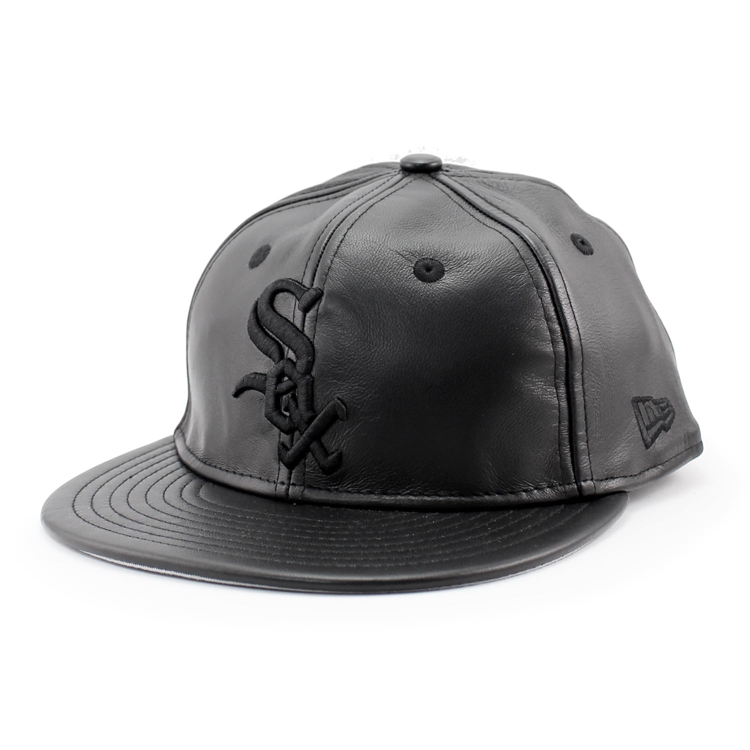 

New Era RC9FIFTY Снэпбэк Chicago White Sox MLB Натуральная кожа Ретро Корона Снэпбэк Кепка в Кепка, Blackout. [Использовал] чёрный