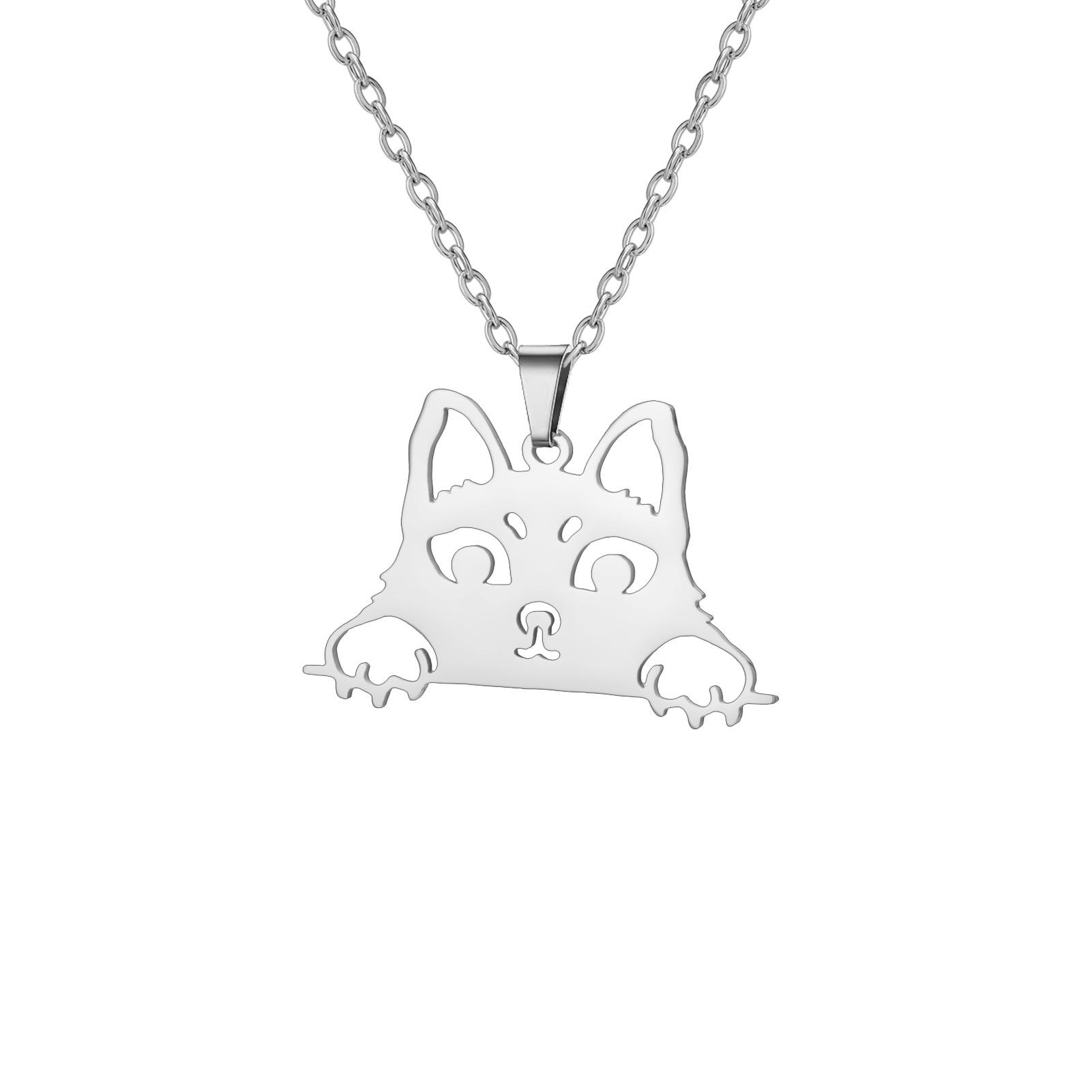 

Simple And Fashion Cat Pendant Necklace Cute Cartoon Kitten Jewelry Accessory