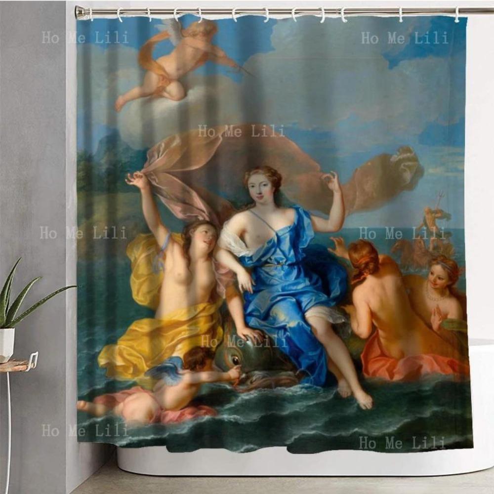 Beauty Amphitrite Religious Mythology Classical Style Painting Of Venus And Cupid Christmas Shower Curtains By Ho Me Lili