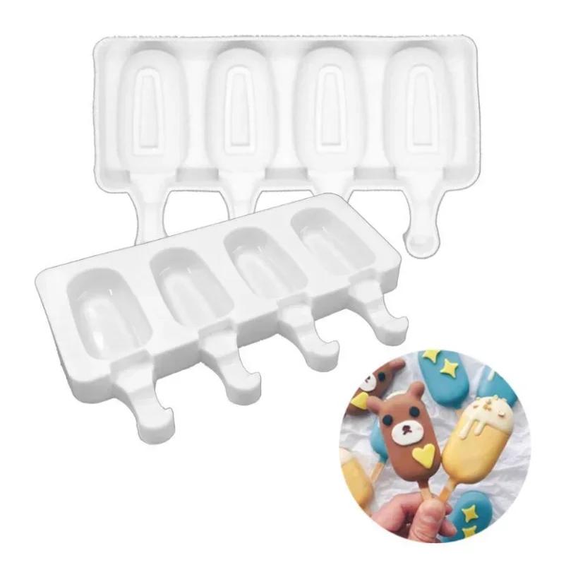 Thick material Silicone Ice Cream Mold Makers DIY Dessert Molds Moulds Tray With Popsicle