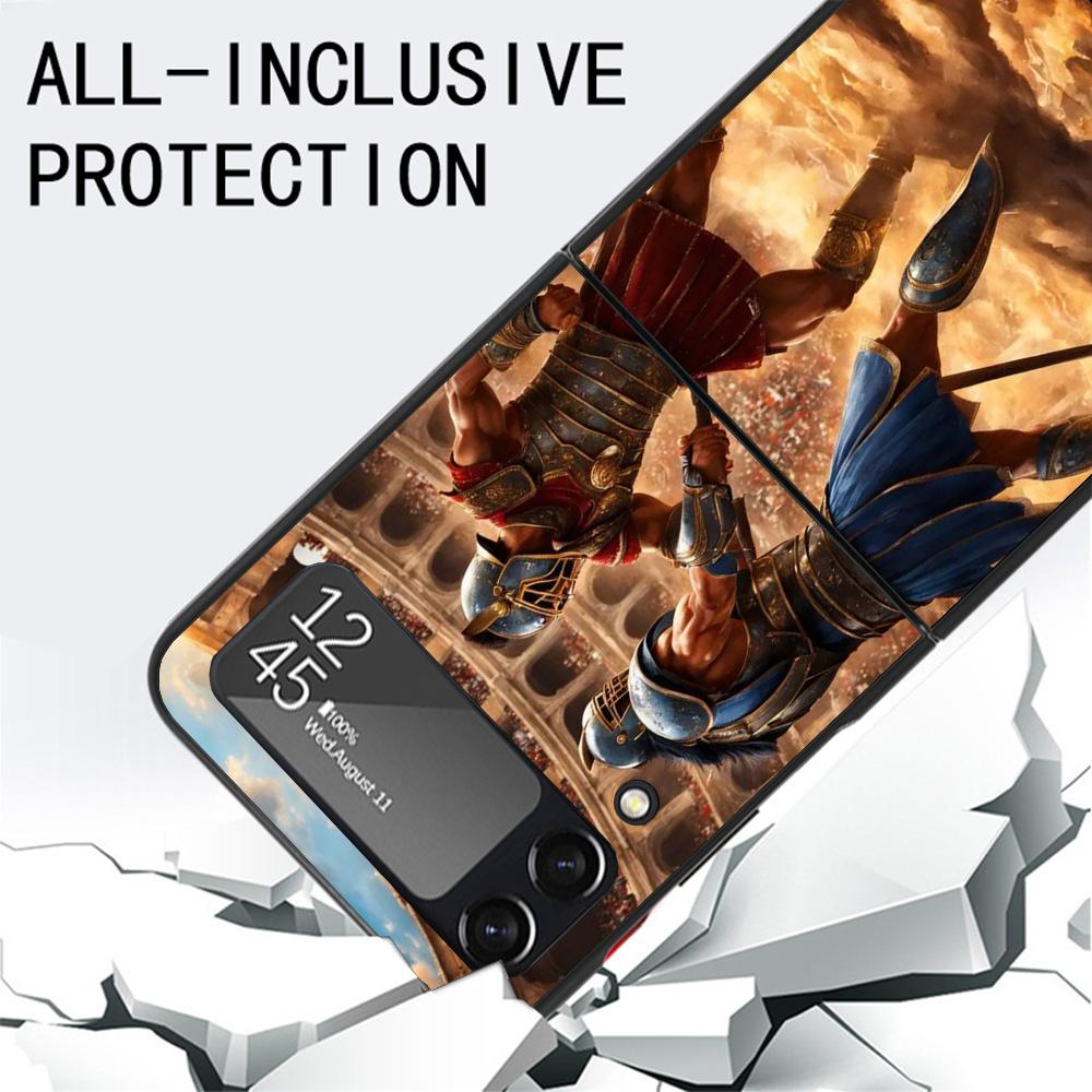 Roman Colosseum Black Phone Case For Samsung ZFlip7 ZFlip6 ZFlip5 ZFlip4 ZFlip3 5G Hard Protective Galaxy Z Flip 3 4 5 6 7