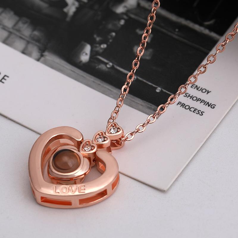Elegant Heart Shaped Memory Necklace With Unique I Love You Feature Projection