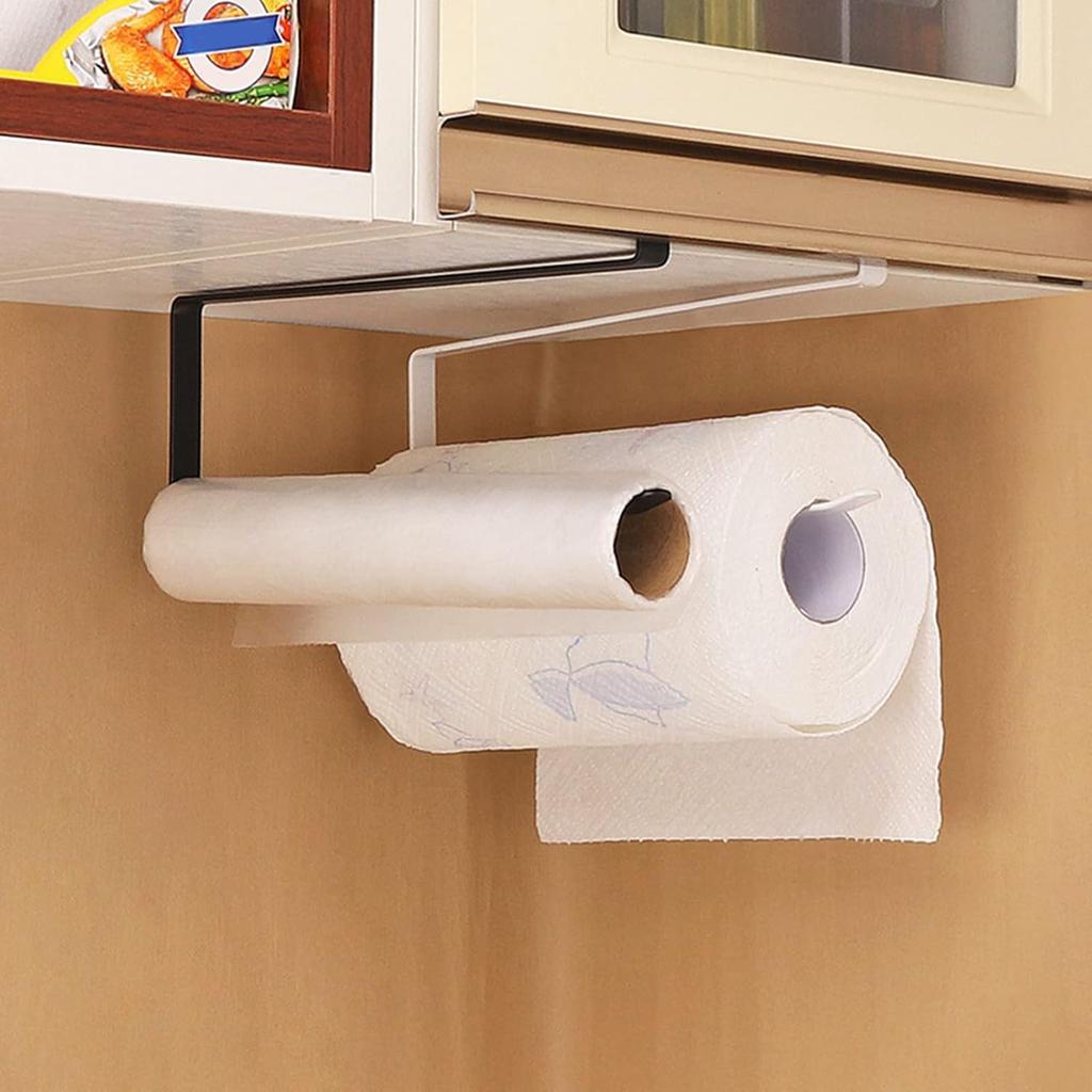 Paper Towel Holder Under Cabinet, Kitchen Towel Holder Towel Roll Holder Tissue Storage Rack Dispenser Cling Film Shelf Free Punch Hanger Organizer