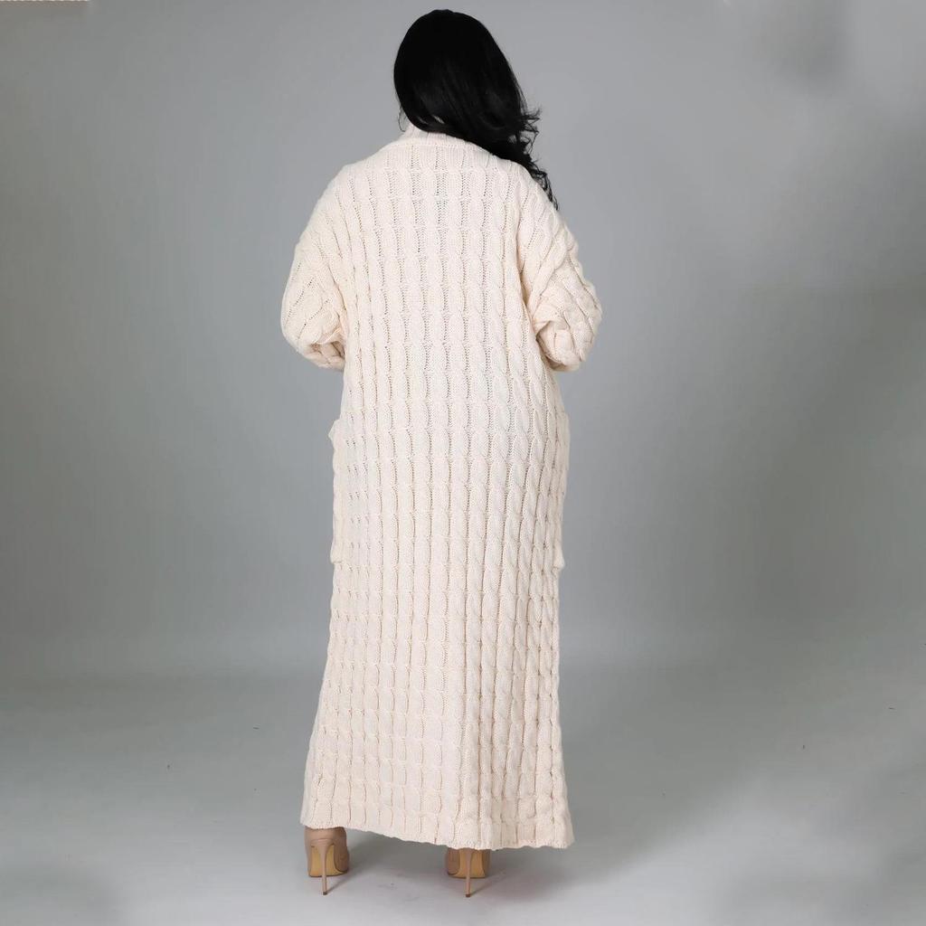 2025 New Women's Fashion Long Sleeve Pocket Cardigan – Autumn/Winter Pure Color Sweater