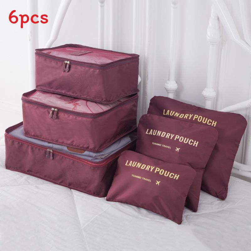 Travel Storage Bags Sixpiece Cubic Set With Multipurpose Compartments For Suitcase Organization