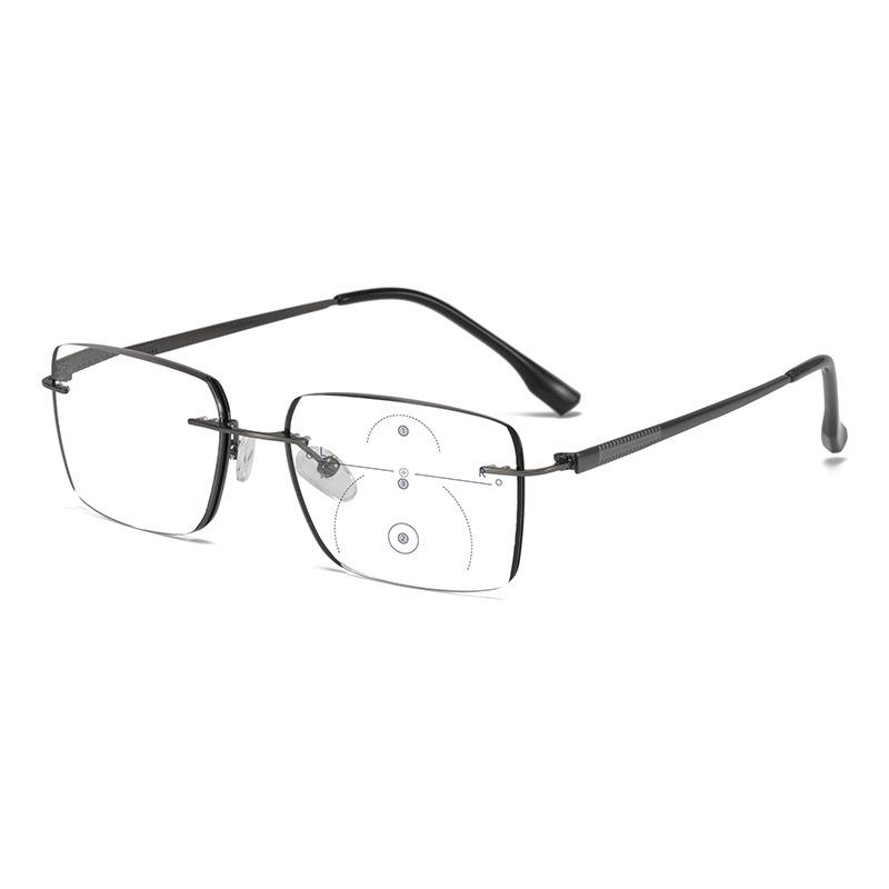 Herren Randlose Bifokale Photochrome Lesebrille mit Blaulichtfilter und Smart Zoom Technologie