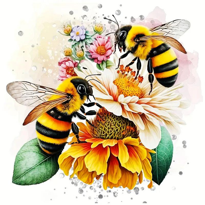 

Алмазная живопись Новые круглые стразы Трудолюбивая пчела Полная круглая алмазная мозаика Настенный декор Гостиная Round 20x20cm