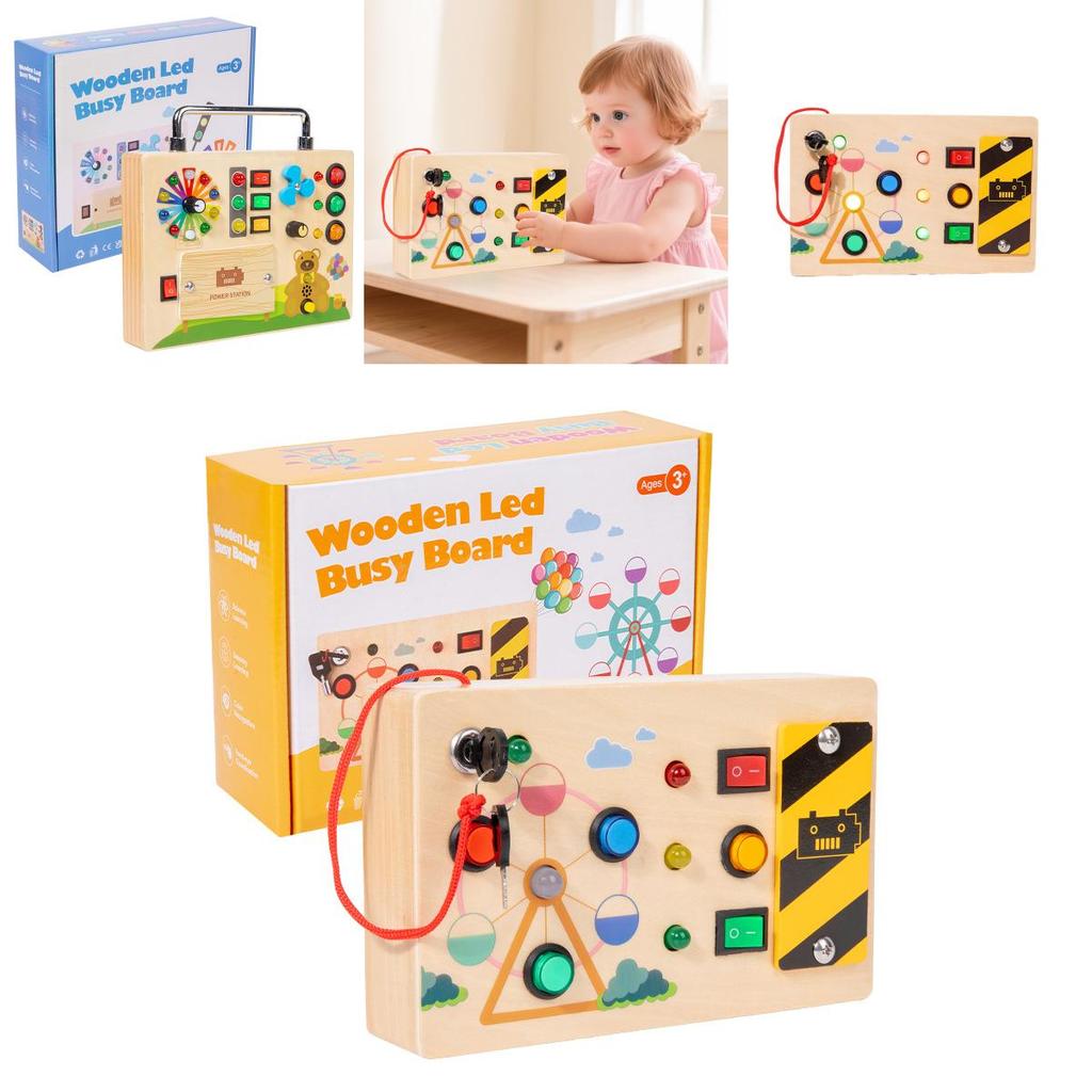 Hölzernes Switch-Spielbrett Kinder-Puzzle-Spielzeugset Mit LED-Leuchten Für Frühe Kindheit Lernen Und Entwicklung