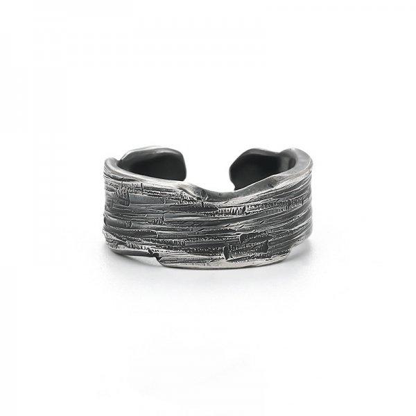 Retro Gothic Black Silver Color Irregular Metal Ring Men Vintage Y2k Aesthetics Geometry Open Rings For Women Punk Party Jewelry