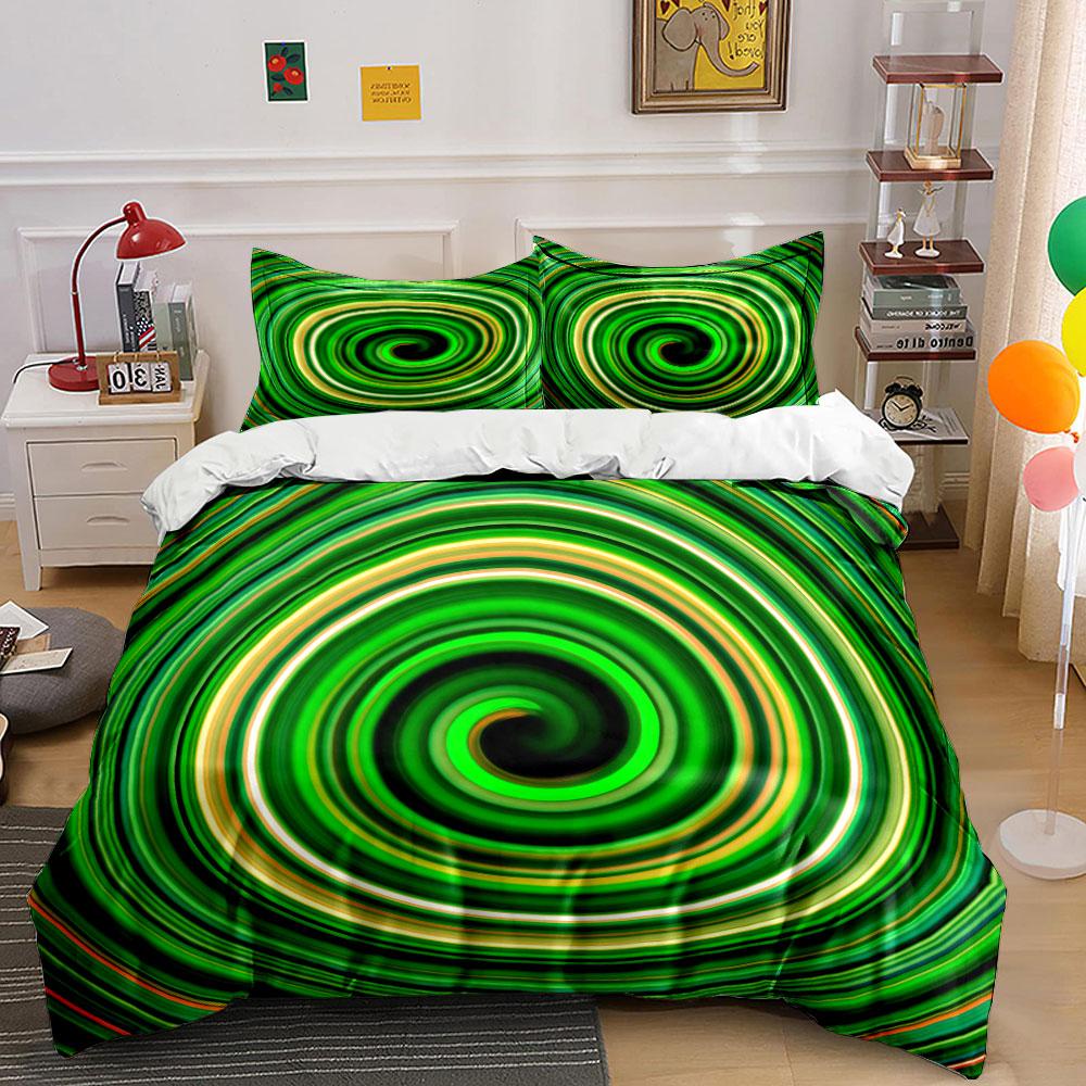 "Green Abstract Art Prints Set" Bedding Set with 1 Duvet Cover 2 Pillowcases Single Double King Queen, Gift