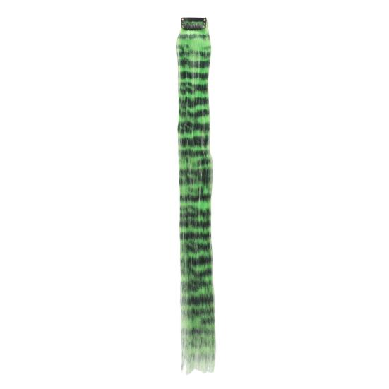Women Clip-in Raccoon Tail Hair Extension Heat Resistant Natural Looking Long Straight Synthetic Stripe Printed Hairpiece Wig