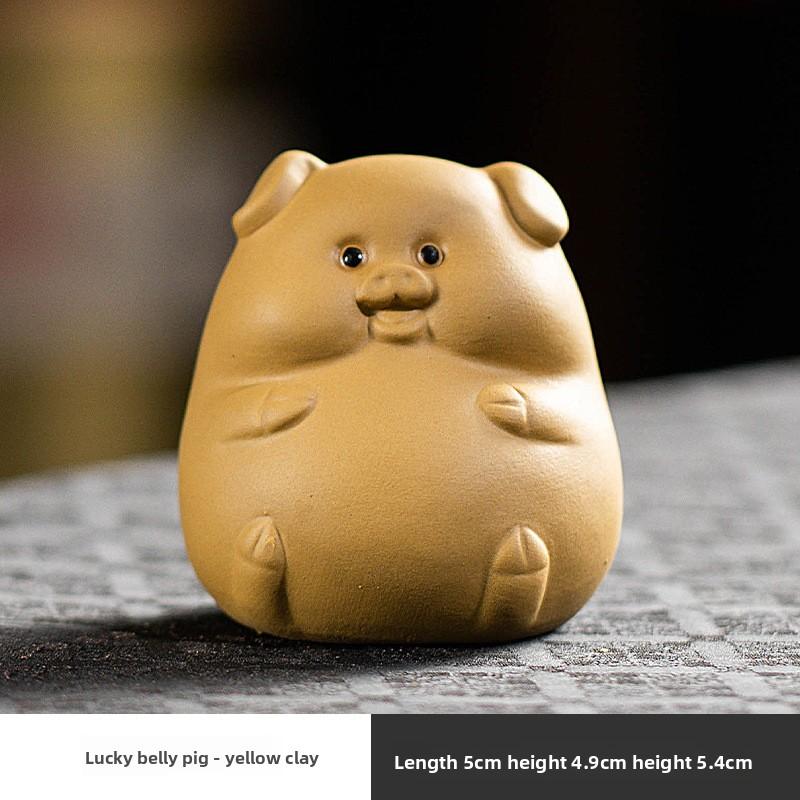 Cute Lucky Pig Zisha Tea Pet Ornament Nourishing Fortune Tea Play Tea Tray Table Tea Accessory