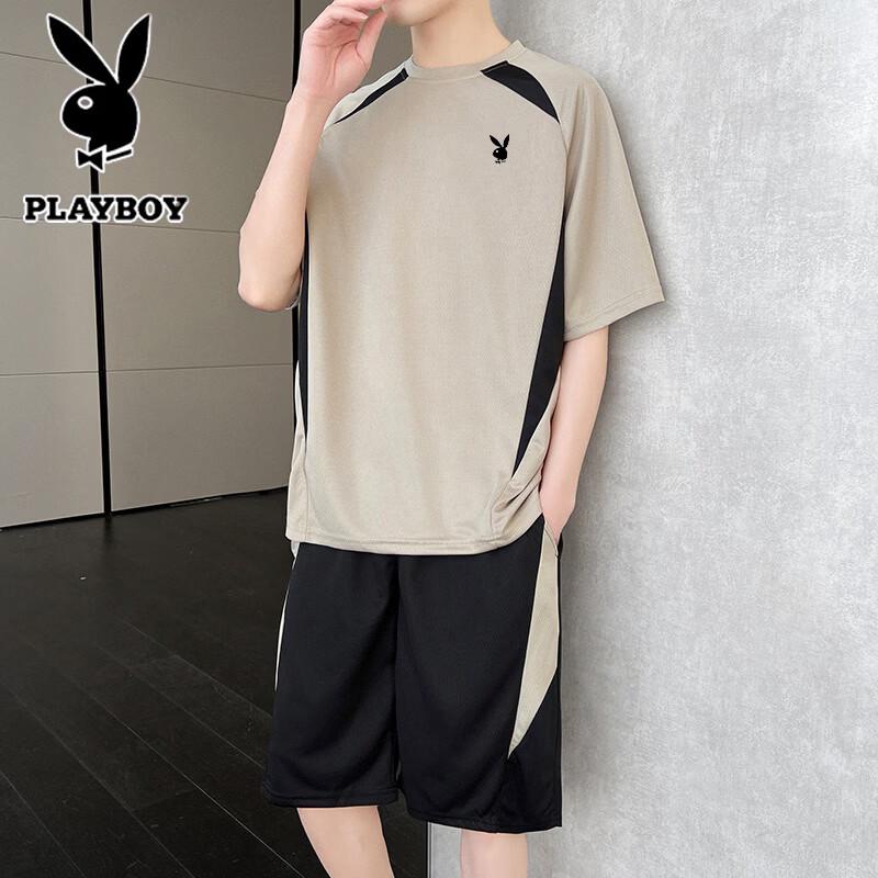 PLAYBOY Men's Summer T-shirt & Capris Casual Set