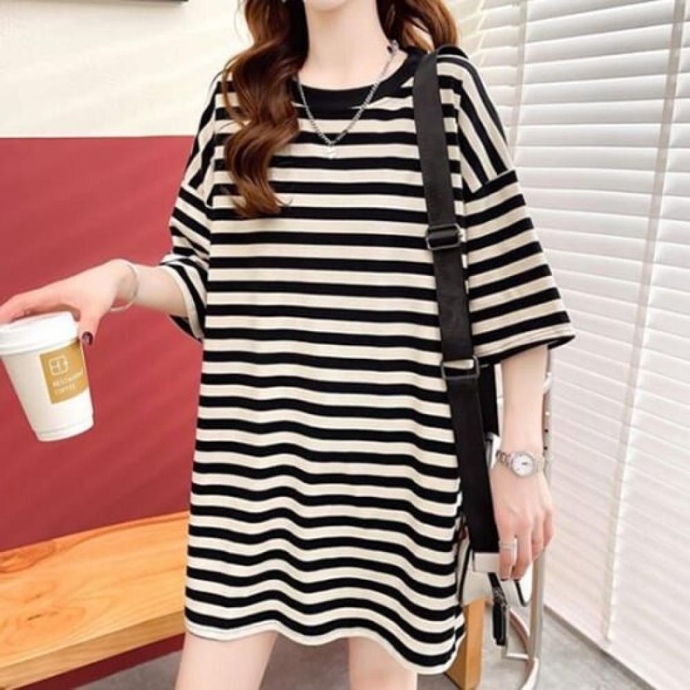 Navava Women Casual Loose FiT STriped T shirT nT2597