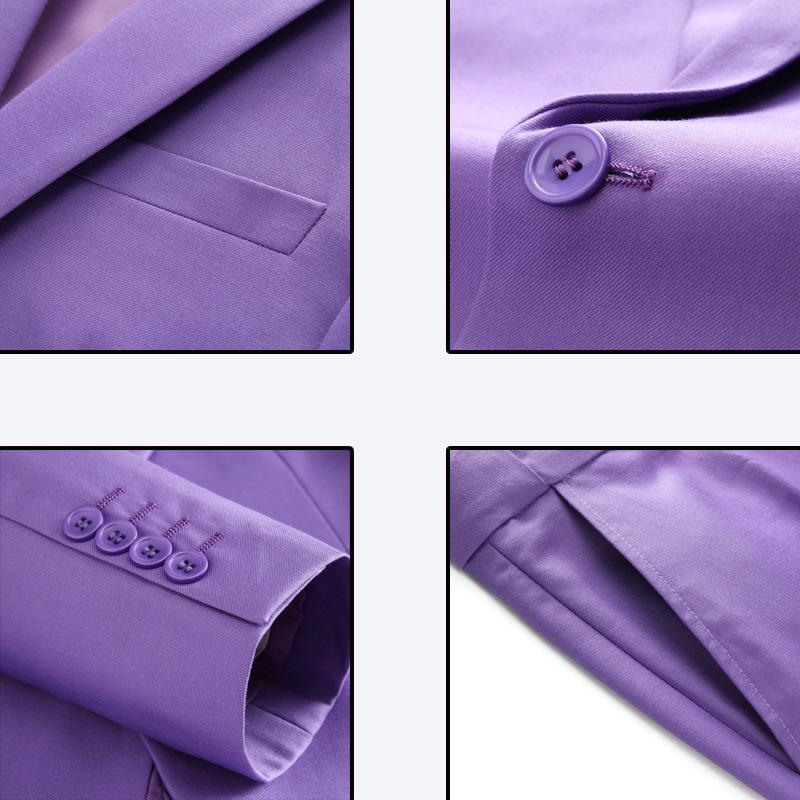 Men's Three-Piece Suit Set with One-Button, Double Vents, and Elastic Waist