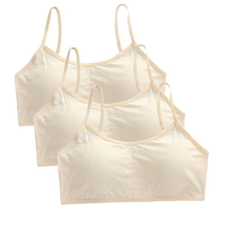 3pcs 8-16 Girls' Underwear Teenage Girls Small Bras Young Children Underwears Student Girls Wireless Solid Underclothes Kids Sports Training Bra Vest