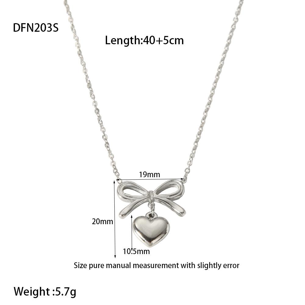 

European and American cross-border bow love pendant stainless steel necklace plated with 18k gold light luxury high-end jewelry accessories women