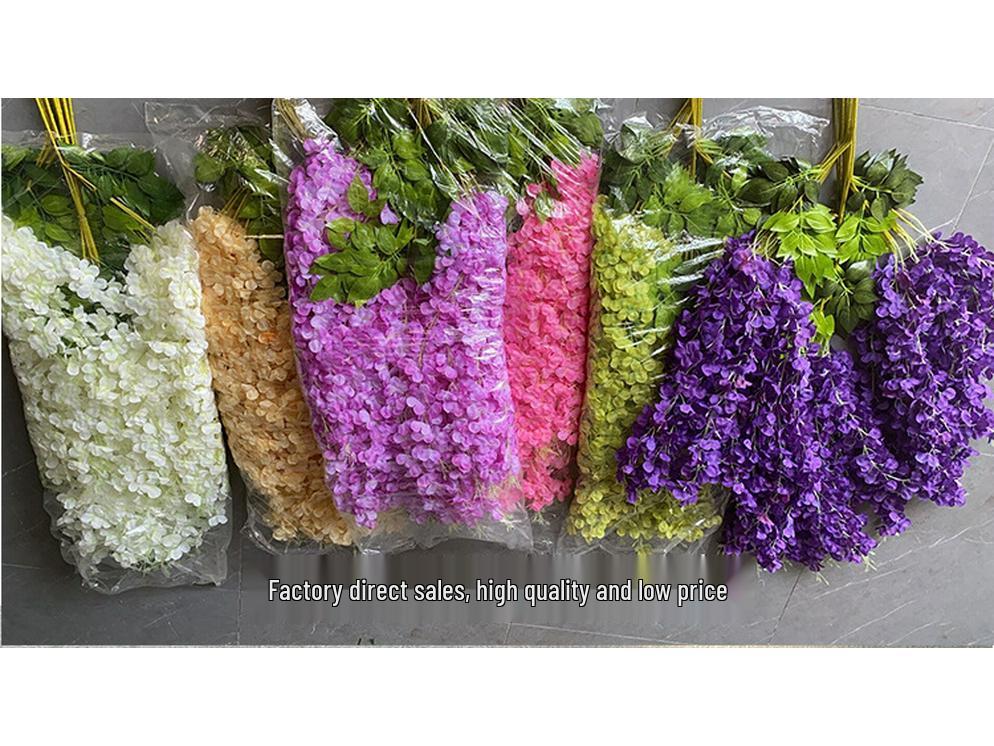 Artificial Wisteria Flower Garland: Violet Hanging Silk Vine for Weddings and Ceiling Decor