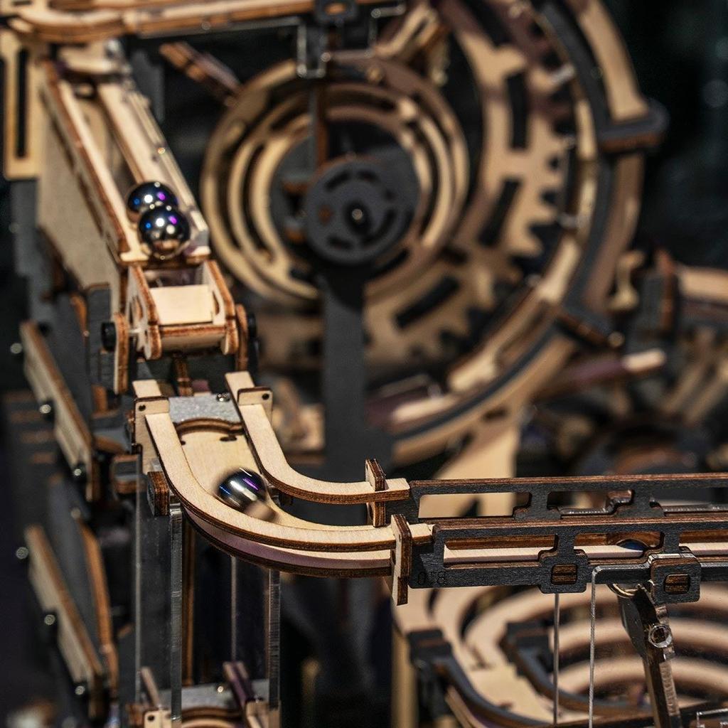 ROBOTIME ROKR 3D Wooden Puzzles for Adults Marble Run Model Building Kit(LGA01 Marble Night City)