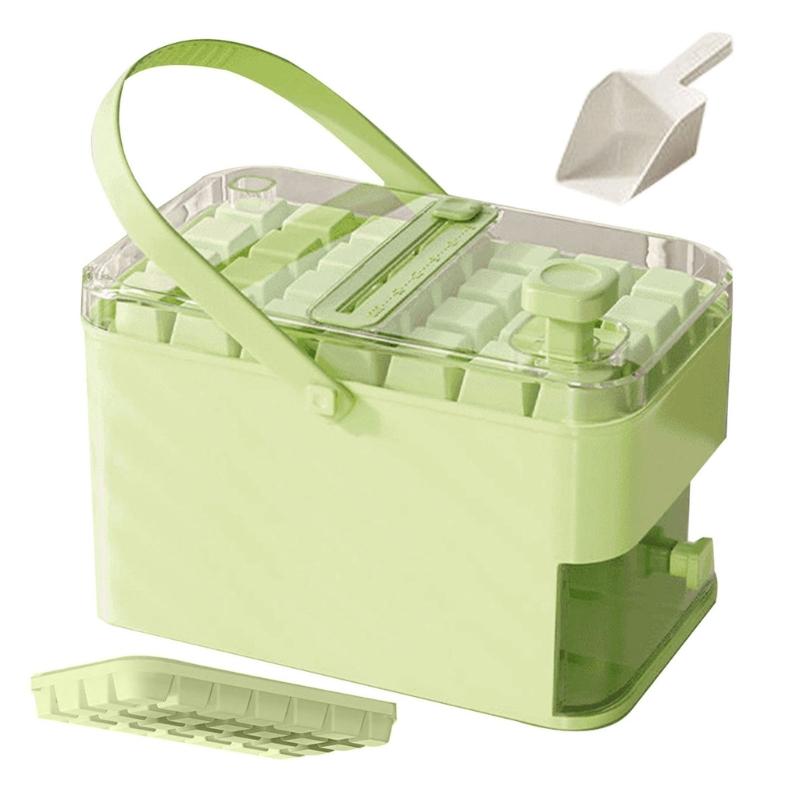 

Plastic Ice Maker Mold Press Type Ice Box with Lid and Bin Easy Release Ice Trays for Chilling Drink Coffee Juice