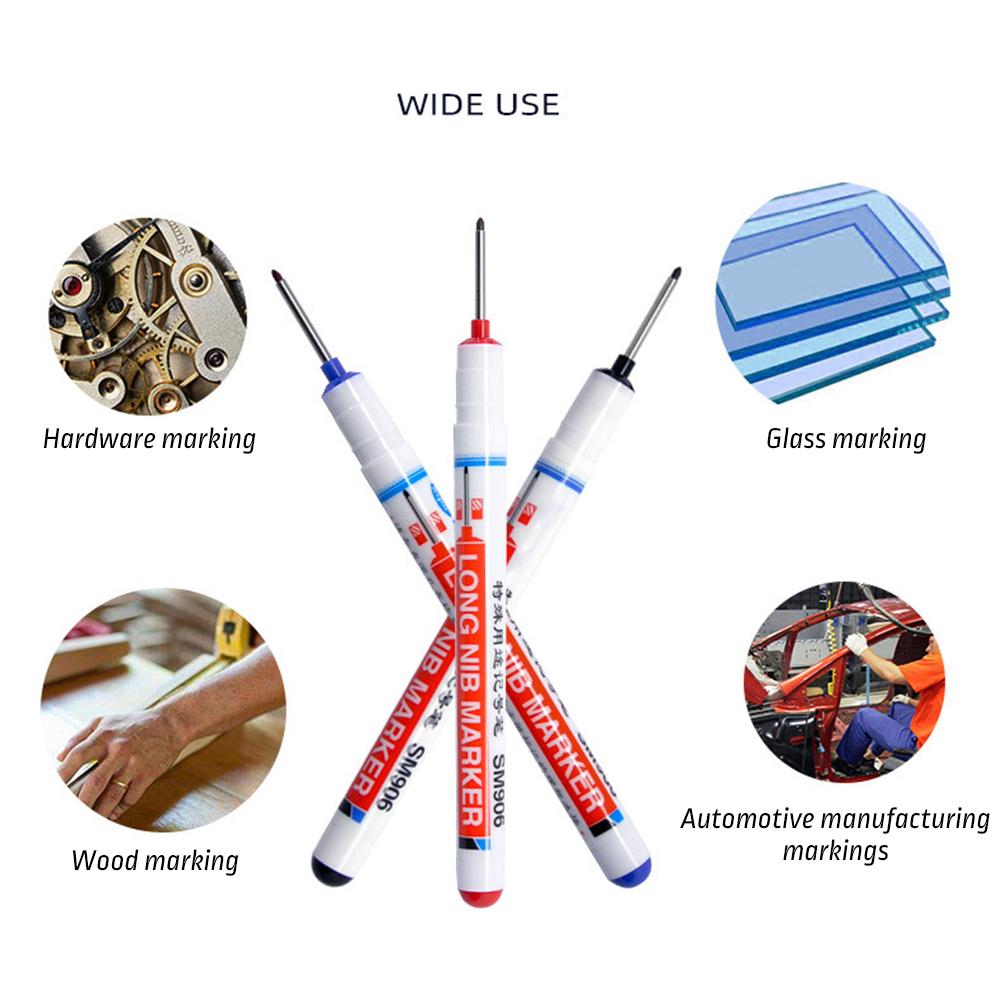 Long Head Markers 20mm Deep Hole For Metal Perforating Pen Waterproof Bathroom Woodworking Decoration Multi-Purpose Stationery