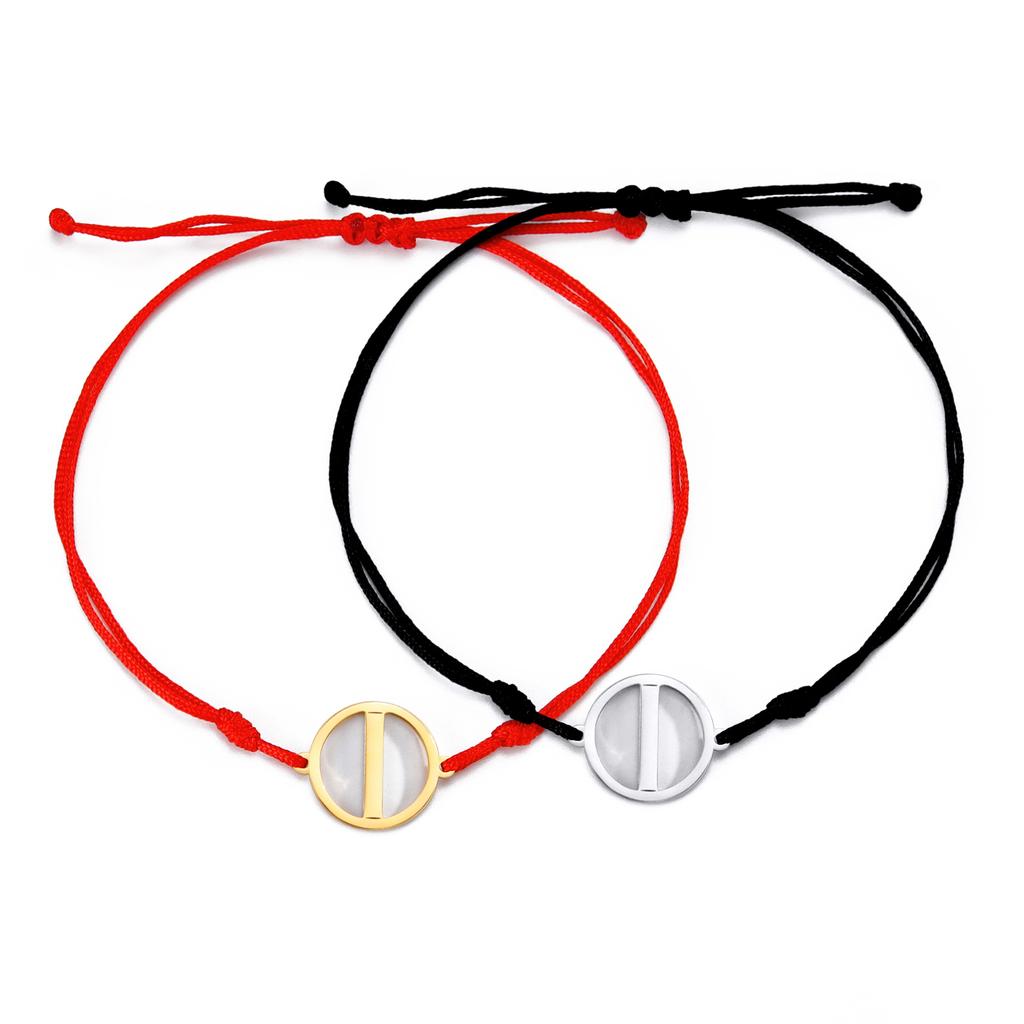 Dawapara Norse Runes Bracelet Elder Futhark Rune Charm Adjustable Rope Bracelet Stainless Steel Viking Jewelry