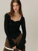 MOIFAIRE Signature Heart Neck T-Shirt / Black