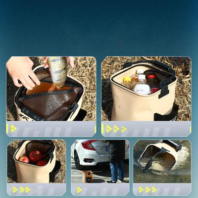 Portable Foldable Fishing Bucket,8L/14L EVA Sturdy Hand Carry Fish Bucket for Camping Picnic,Outdoor Water Containing Bucket