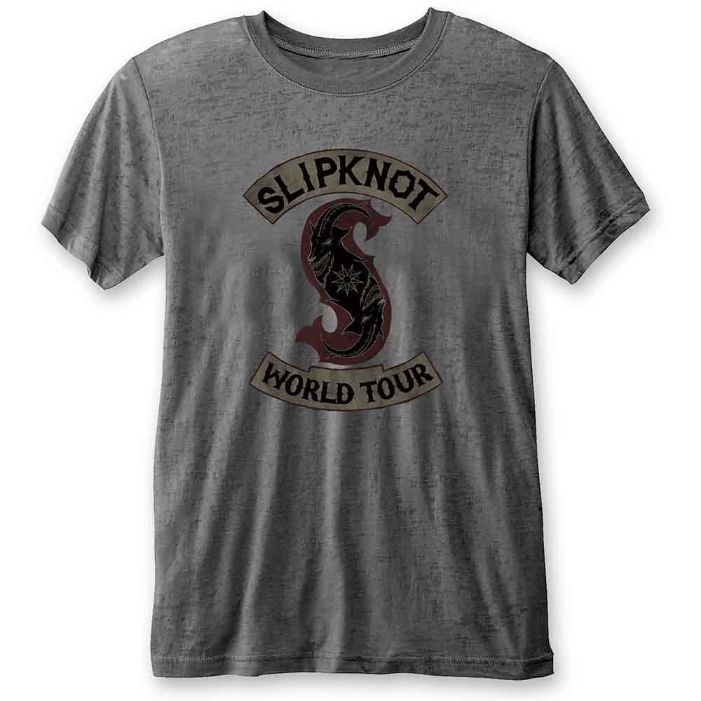 Slipknot T Shirt World Tour Tribal Band Logo Official Charcoal Grey Burnout Size Unisex T-Shirt XXL