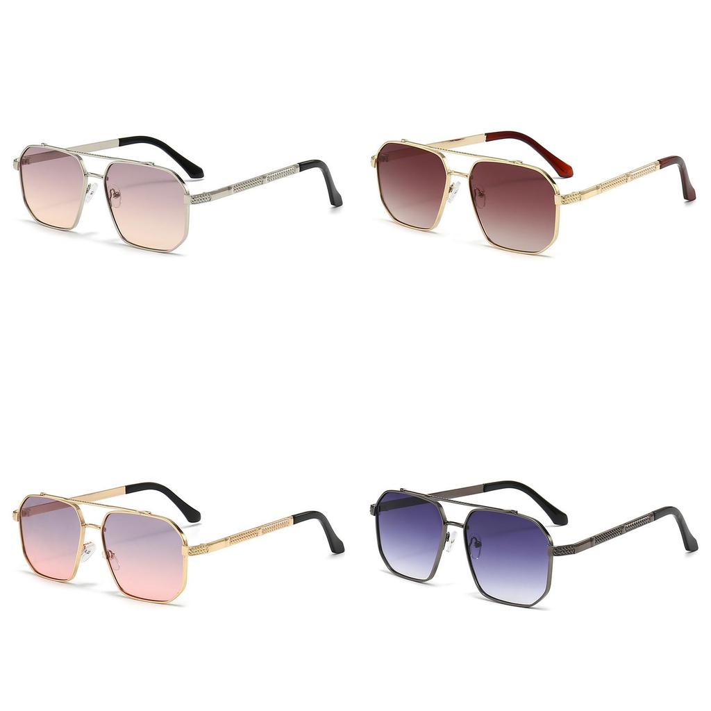 New Men's Sunglasses European And American Popular Metal Double Beam Stylish Oversized Shades Driving Sun Glasses Women