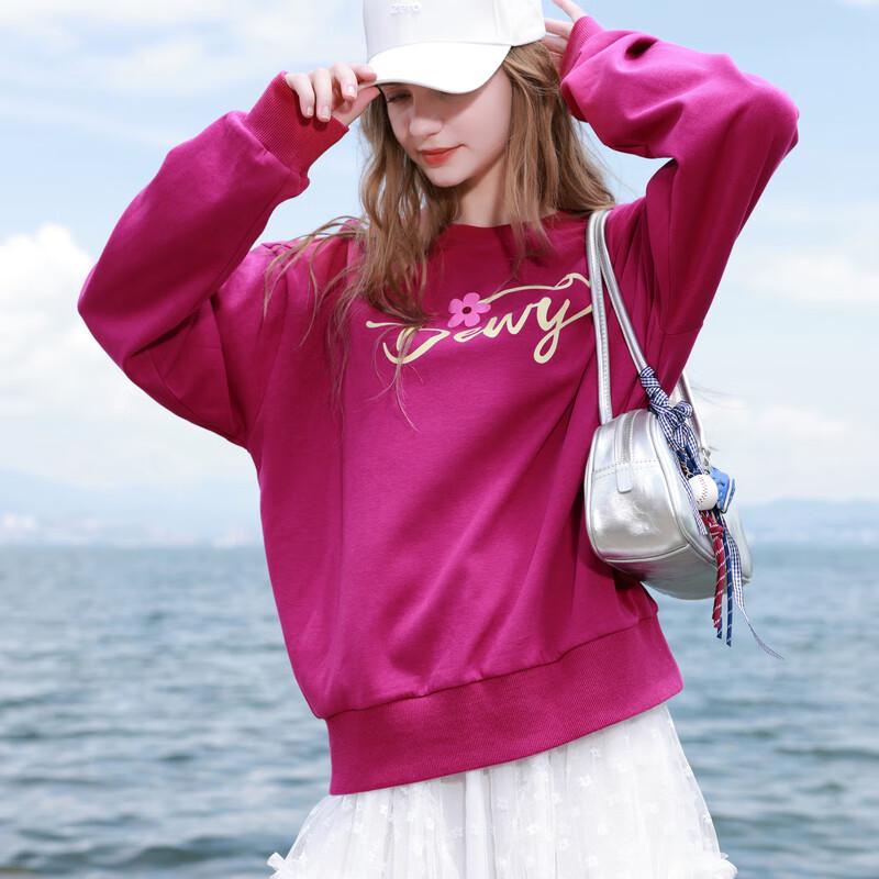Sancai 2025 Fall Floral Letter Print Loose Sweatshirt
