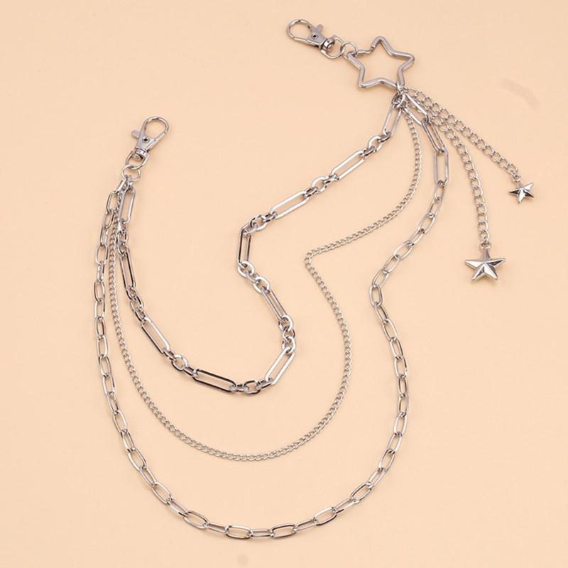 Multi Layer Star Design Pants Chain Alloy Body Jewelry Sturdy Secure Clasp For Casual Party Wear