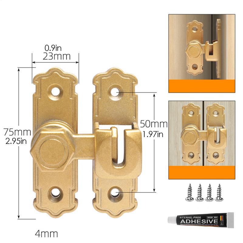 Door Latch No-Punching Bathroom Privacy Door Latches Metal Safety Inside Locking Hardware For Bedroom Balcony Kitchen Backyard