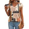 Women's Fashion V-neck Bohemian Print Short Sleeve Top