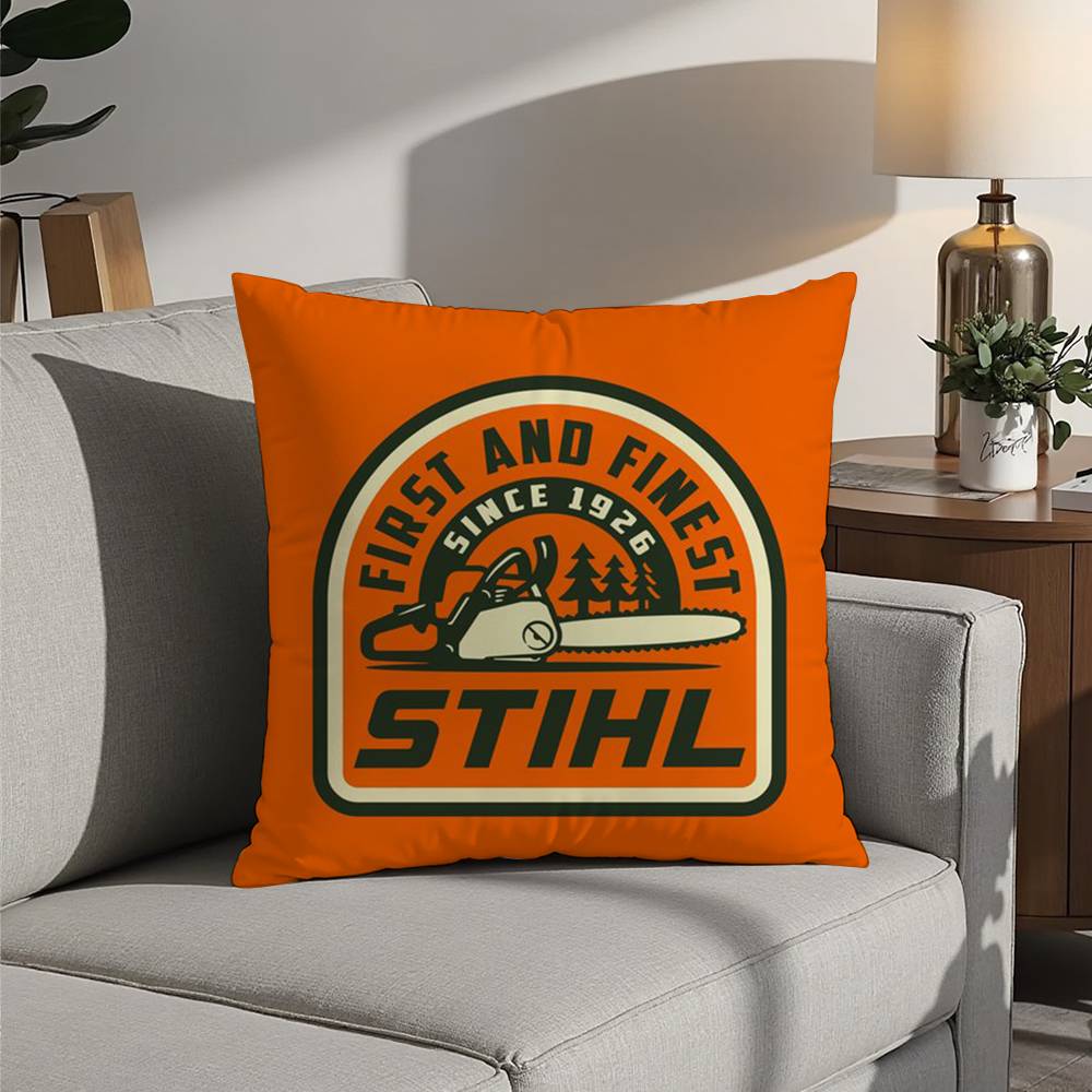 S-STIHLs Chainsaw Logger Pillow Case Sofa Decorative Home Double-sided Printing Short Plush Cushion Pillow Cover Holiday Gift