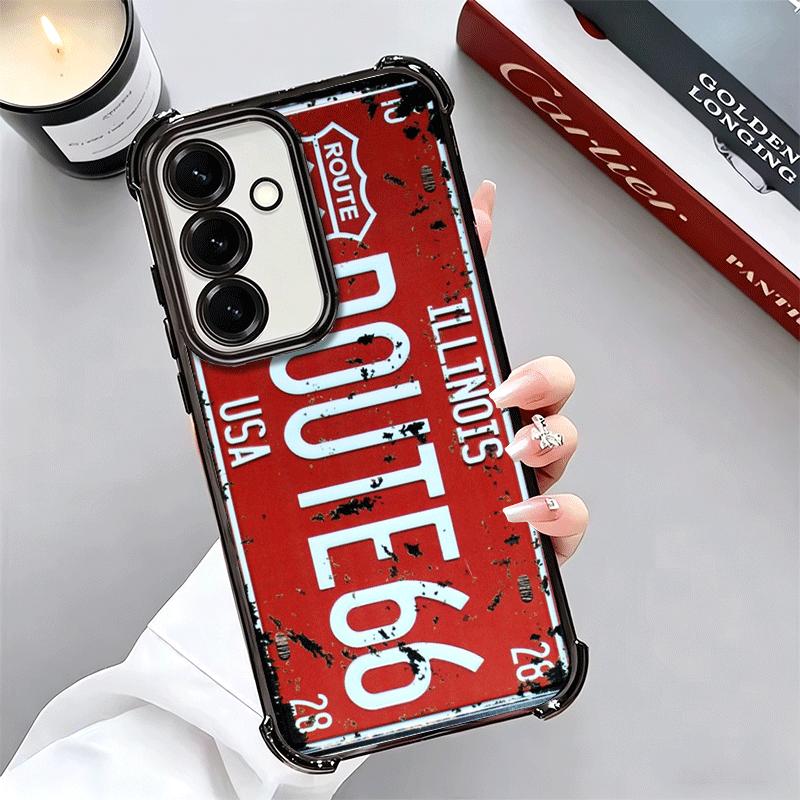 Retro Vintage License Plate Soft Phone Case For Samsung A17 A27 A07 A37 A57 A16 A56 A15 A55 A14 A54 A13 A53 A26 A36 A25 A35 A24