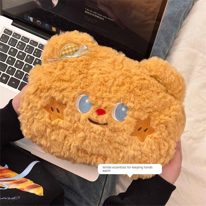 Cute Butter Bear Hot Water Bottle for Women 2025 New Model Student Explosion-Proof Rechargeable Hot Water Bag with Hand Warmer Insert and Water