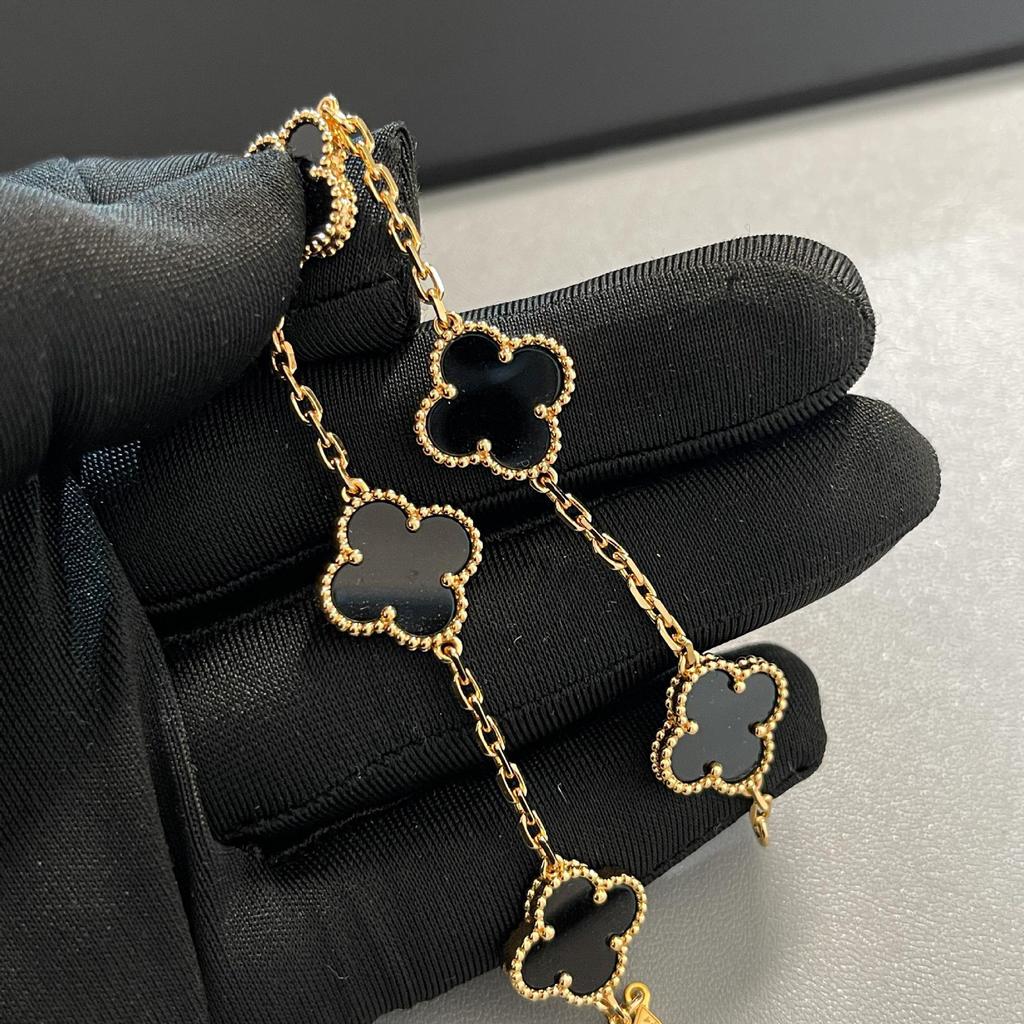 Gold Four-Leaf Clover & Five-Flower Pendant Necklace, 18K Plated, Elegant Gift for Her