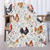 Soft Flannel Throw Blanket Watercolor Rooster Hen Wildflower Print Lightweight Cozy Sofa Bed Farm Home Decor