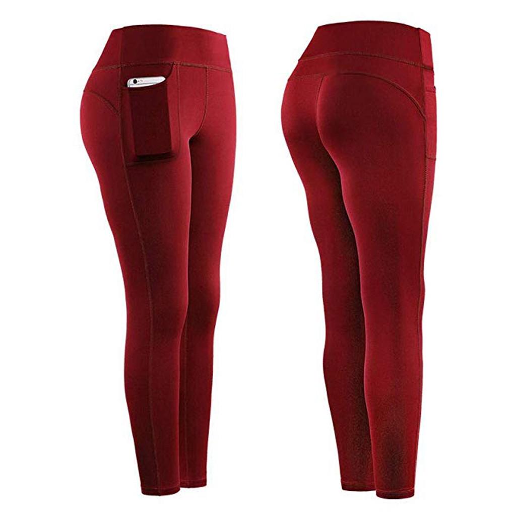 Women Stretch Yoga Leggings Fitness Running Gym Sports Pockets Active Pants