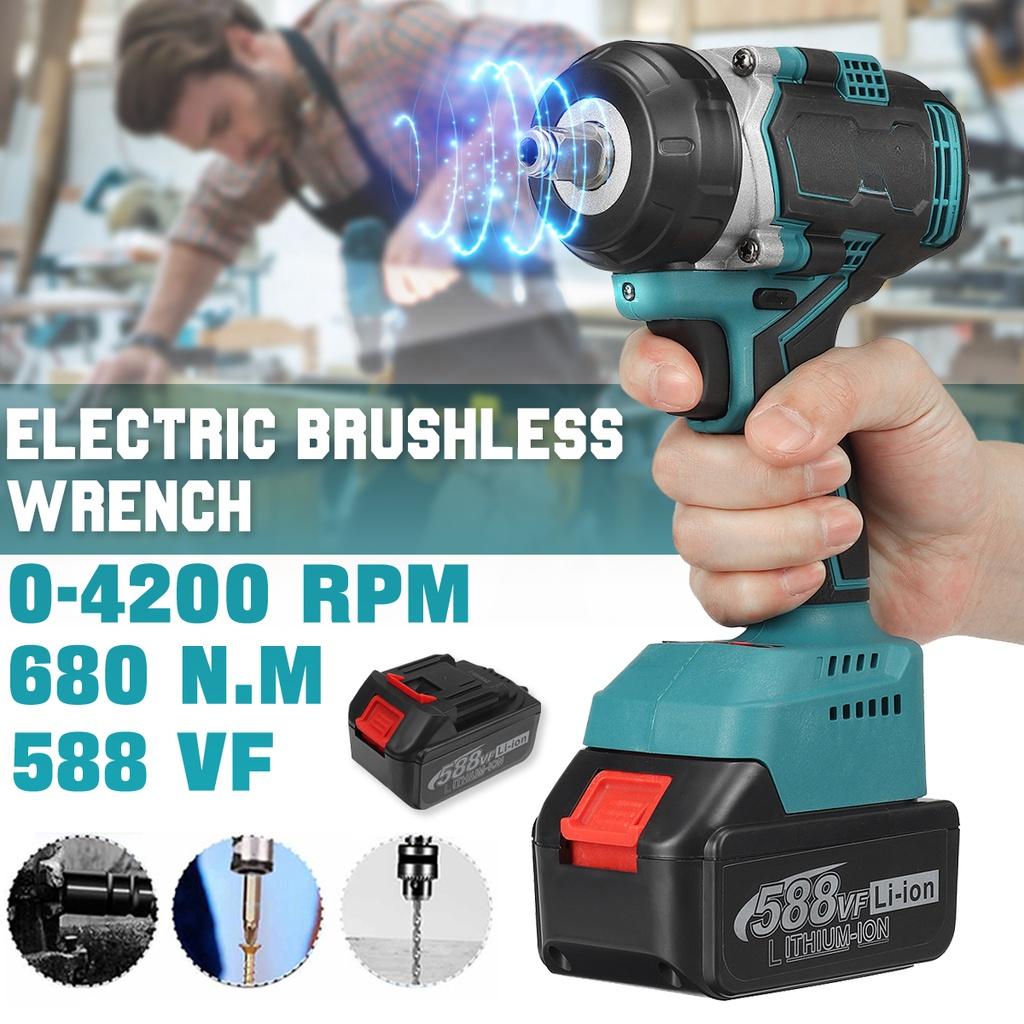 

588VF 680 Н.м Бесщеточный электрический гайковерт Аккумуляторный перезаряжаемый ударный гайковерт Для аккумуляторного электроинструмента Новый 1*Battery